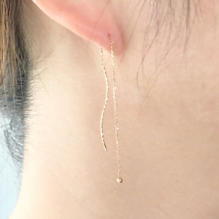 楽天市場】K18 ゴールド アメリカンピアス 9cm「 Ludi - ルーディ  