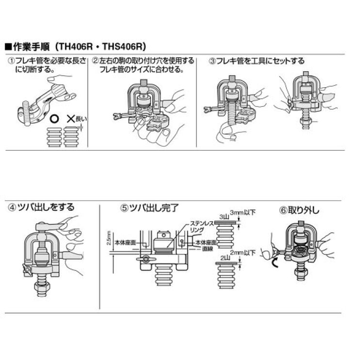 楽天市場】スーパーツール TH406R フレキ管つば出し工具 ラチェット 
