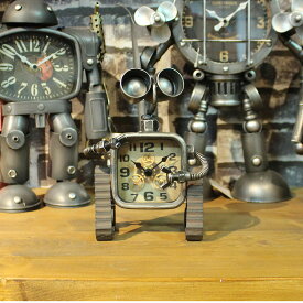 【先着で10％OFF】置き時計 おしゃれ アナログ ロボット ブリキ製 アンティークテイスト 大きい リビング アメリカン雑貨 インテリア雑貨 かわいい かっこいい 子供部屋 プレゼント 14×19.5cm