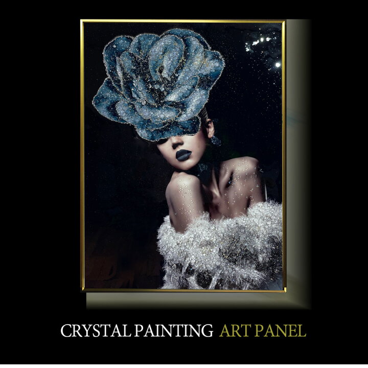 楽天市場 アートパネル モダン おしゃれ モノクロ 玄関 モノトーン 60 80 水晶絵 人物 女性 壁掛けパネル 絵 アート かっこいい 人物画 フレーム付き インテリアスペース