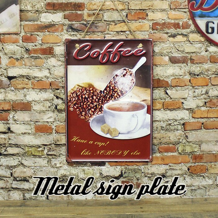 サインプレート アメリカン カフェ コーヒー COFFEE メタル 車庫 ヴィンテージ レトロ アメリカン雑貨 看板 返品交換不可 ダイナー 買い取り