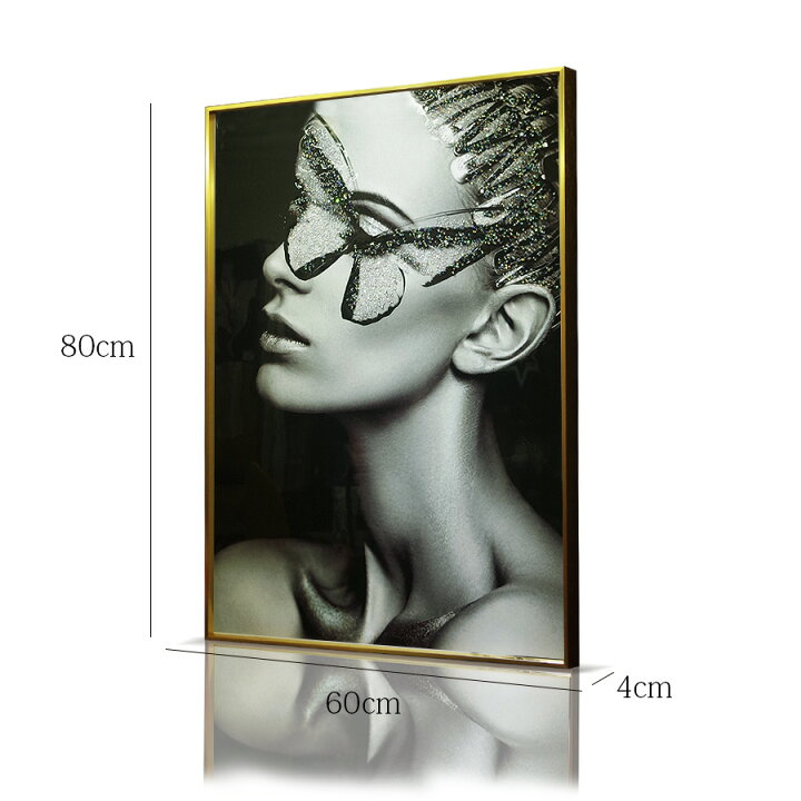 楽天市場 アートパネル モダン おしゃれ モノクロ 玄関 モノトーン 60 80 水晶絵 人物 女性 壁掛けパネル 絵 アート インテリアスペース