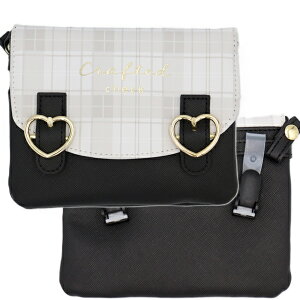 移動ポケット ショルダー 紐付き スクールリボン メタルバックル シンプル 女の子 男の子 リボン 黒 ワイドタイプ マルチポケット マルチポッケ ポケットポーチ クリップ付き ポシェットポ