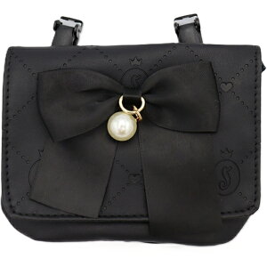 移動ポケット ショルダー リボンシリーズ 耳付き ねこ ンプル 女の子 男の子 黒 ワイドタイプ マルチポケット マルチポッケ ポケットポーチ クリップ付き ポシェットポケット 学校 子供 こ