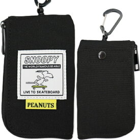 スヌーピー SNOOPY リール付き キー＆パスポーチ キーパスケース (4柄) L字ファスナー カードケース 通学 定期入れ 鍵 ICカード キーケース ジョークール フライングエース ビーグルスカウト