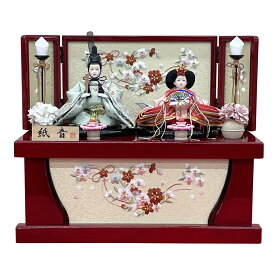 雛人形 コンパクト おしゃれ お祝い ひな人形 親王 収納飾り 収納箱 2人飾り 小芥子 三曲屏風 刺繍 かわいい 可愛い モダン 2026