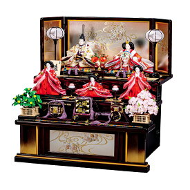 雛人形 コンパクト 3段飾り おしゃれ かわいい 5人飾り ひな人形 (横幅63cm) 初節句 今どき マンション お雛様 お祝い 雛祭り 平安豊久 大三五 親王 芥子 官女 飾り 奈緒 桃の節句 ひな祭り かわいい リビング 玄関 縁起物 人気 303109 hj-135