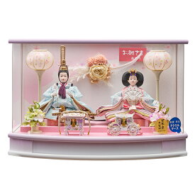 雛人形 コンパクト ミニ ケース飾り 選べる 小三五 親王飾り 金襴仕立 丸型 アクリルケース クリーム 緑 パープル 飾り花バック おしゃれ かわいい