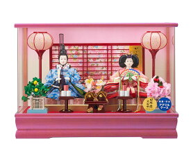 【最短即日出荷可能】【数量限定 特別価格】 雛人形 ケース入り コンパクト 初節句 (横幅48cm) ケース飾り 赤 ひな人形 ケース 可愛い ミニ アクリル お雛様 お祝い ケース飾り 親王飾り 親王飾 ピンクアクリル オルゴール付き LED おしゃれ かわいい 可愛い コンパクト