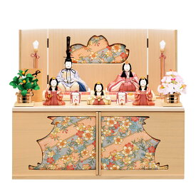 雛人形 お祝い 木目込み 一秀 ひな人形 五人飾り 木目 20号 収納 かわいい コンパクト 木目込 お雛様 おしゃれ 可愛い まる顔 2025-24-c-112-5