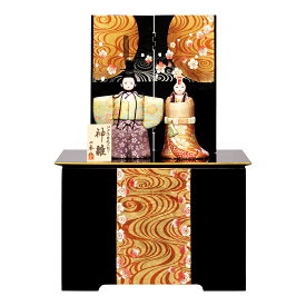 雛人形 お祝い 木目込み 一秀 ひな人形 親王飾り 収納 黒 神雛 0号 かわいい コンパクト お雛様 おしゃれ 可愛い まる顔 2025 25-e-51-5