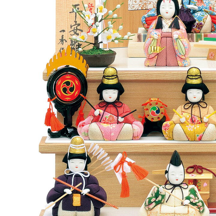 楽天市場】雛人形 木目込み 一秀 ひな人形 十五人飾 平安雛15号 木製三 