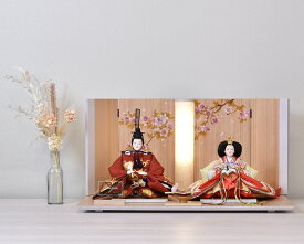 【最短即日出荷可能】 雛人形 コンパクト ひな人形 親王飾り エンジ 平飾り 白 ホワイト orijin かわいい おしゃれ モダン 初節句 お雛様 おひな様 2024 大35-23-1-39