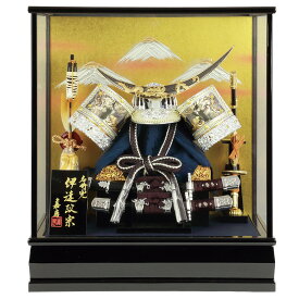 5月人形 五月人形 お祝い 12号 ケース飾り 六角 アクリル 兜セット 黒 金 富士 おしゃれ コンパクト かっこいい モダン