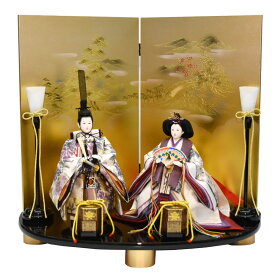 雛人形 立雛 ひな人形 コンパクト 親王飾り モダン 紫色 友禅生地 桃の節句飾り おしゃれ 初節句 女の子