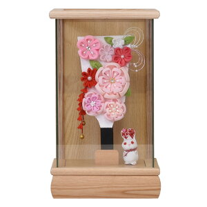 羽子板 コンパクト おしゃれ つまみ細工 ミニ うさぎ かわいい 7号 (高さ31cm) 初正月 白ピンクロゼくすみ色マンション ガラス ケース入り 飾り 木製 女の子 初節句 お祝い 小型 日本製 国産 モ