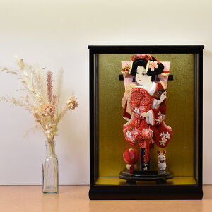 羽子板 コンパクト ミニ サイズ おしゃれ 初正月 お祝い 女の子 コンパクト 刺繍 絞り お祝い 初正月 羽子板飾り ガラス ケース飾り 正月飾り 押絵羽子板 orijin 10号 1011-10-815 桜小町 クラシッ