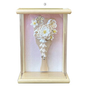 羽子板 壁掛け コンパクト おしゃれ つまみ細工 ミニ かわいい 初正月 マンション 7号 (高さ27cm) 選べる グレージュ 白 ピンク ケース入り 飾り 木製 女の子 初節句 お祝い 軽量 550グラム 小型