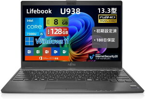 yςݕizxm LIFEBOOK U938 yʃm[gp\R 13.3^FHD 7 Core i5 / 8GB / SSD128GB / WebJ / Windows 11 & Office 2019 ځyz