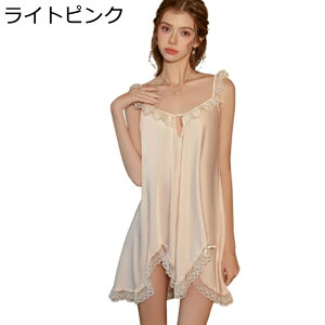 WOLEN] JJZXD 春と秋のパジャマの女性の氷の絹の薄い夏のサスペンダー パジャマ ガウン レース ツーピース スーツ 夏の綿100%パジャマ 薄手がうれしい長袖ルームウェア上下セット ... [WOLEN] JJZXD セクシーなサスペンダーナイトガウン女性の夏のツーピースの薄いネグリジェパジャマ