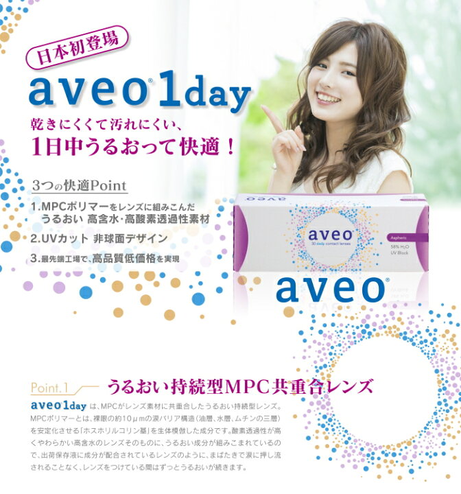 楽天市場】アベオワンデー ワンデー aveo 1day 4箱 (1箱30枚入り 