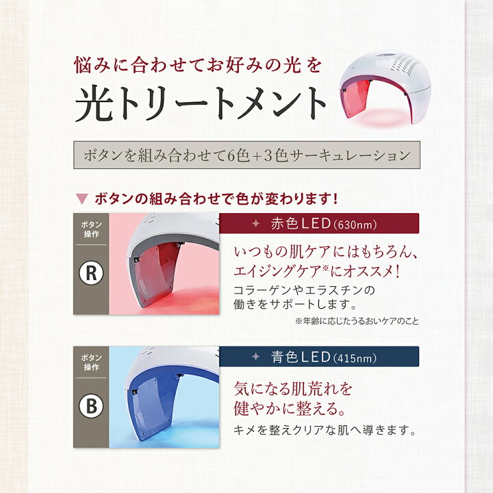 楽天市場】【10％OFFクーポン】LED美容ライト プレミア 6色+3色 