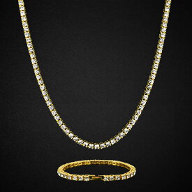 PROPRE プロープル メンズ テニスチェーン ネックレス ブレスレット CZ ダイヤ ゴールド シルバー セット プレゼント