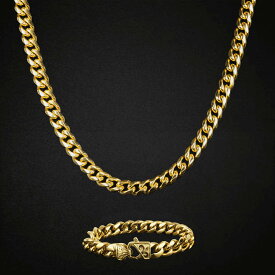 【返金保証】PROPRE プロープル メンズ ゴールドチェーン ネックレス ブレスレット 18kgfd シルバー セット プレゼント