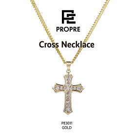 【返金保証】 PROPRE プロープル 金 ネックレス 金ネックレス 十字架 クロス ネックレス ゴールド ネックレス メンズ ネックレス 金 チェーン ヒップホップ ストリート プレゼント