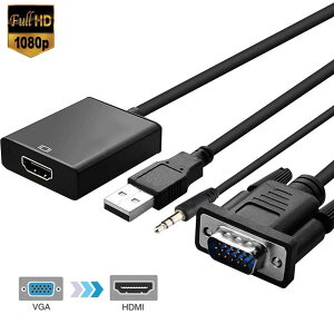 VGA to HDMI ϊ P[u rfIP[u ϊA_v^ Ro[ 1080P USBdt 3.5mmo 𑜓x ] er Laptop p\R j^ȂǗp