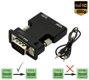 HDMI to VGA ϊA_v^[ rfIA_v^ o 3.5mm P[u t dsv I[fBI 1080p rfIo Ro[^[ hO A_v^[ j^[ Rs[^[