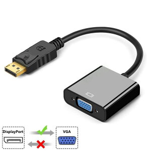Displayport から VGA 変換 アダプター DP to VGA DP オス VGA メス 変換ケーブル 最大解像度 1920×1080サポート 金メッキコネクター ディスプレイポートVGA変換アダプタ PC モニタ プロジェクター DVD HDTV