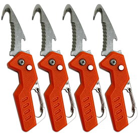 カッター 段ボール開封 カッター 4個セット フック型 ダンボールカッター フックカッター 段ボールの開梱 開封道具 おしゃれ 開閉式 開梱カッター アウトドア カラナビ付き キーホルダー ナイフ のこぎり 全長105mm