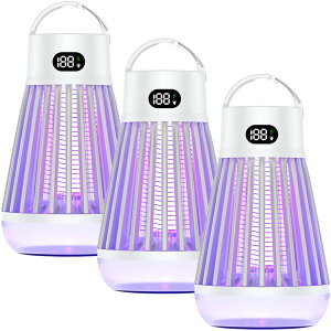 電撃殺虫器 電撃殺虫機 3台セット 電気蚊取り器 捕虫器 UV光源誘引式 照明 ランタン LEDライト 吊り下げ 据え置き USB充電 防水 殺虫ライト 殺虫灯 虫除け 蚊取り器 コバエ取り 薬剤不用 無毒無