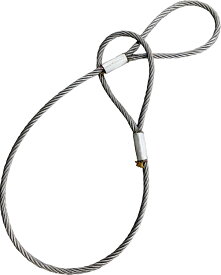 アイビッグ 麻芯ワイヤー 6x24％（ロック） 24mm 10m この玉掛ワイヤーは両端に圧縮止め加工をしたJISメーカー認定の『セーフ　ロック』です。工事現場や工場内での荷を吊り上げるのに使用します。ワイヤスリング　玉掛ワイヤ