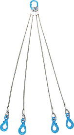 アイビッグ 4点吊りワイヤスリング 18mm　9.4t未満　ラッチフック3m ラッチフック採用でコストも非常に良く、素早く開閉ができる安全も担保した作業性重視の荷役作業に最適です。組立の必要がなく到着後すぐにご使用可能　4点吊ワイヤ