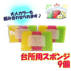 【ダスキン】ハードタイプ台所用スポンジ3色セット抗菌タイプS 9個セット（大人カラーもあります！）【送料無料】【定型外発送】