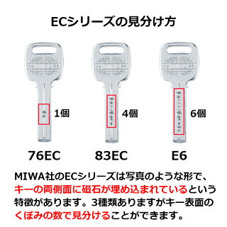 MIWA純正ECシリンダー合鍵(子鍵) 76ECシリンダー