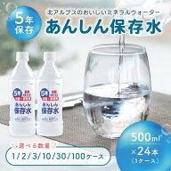 保存水 5年 500ml 備蓄水 防災グッズ おいしい ミネラルウォーター あんしん保存水500ML 1ケース当たり24…
