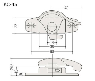 交換用クレセント錠 KCクレセントKC-45 右用