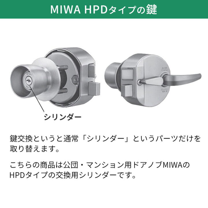 楽天市場】MIWA 美和ロック HPD用 ドアノブ錠セット レバーハンドル 
