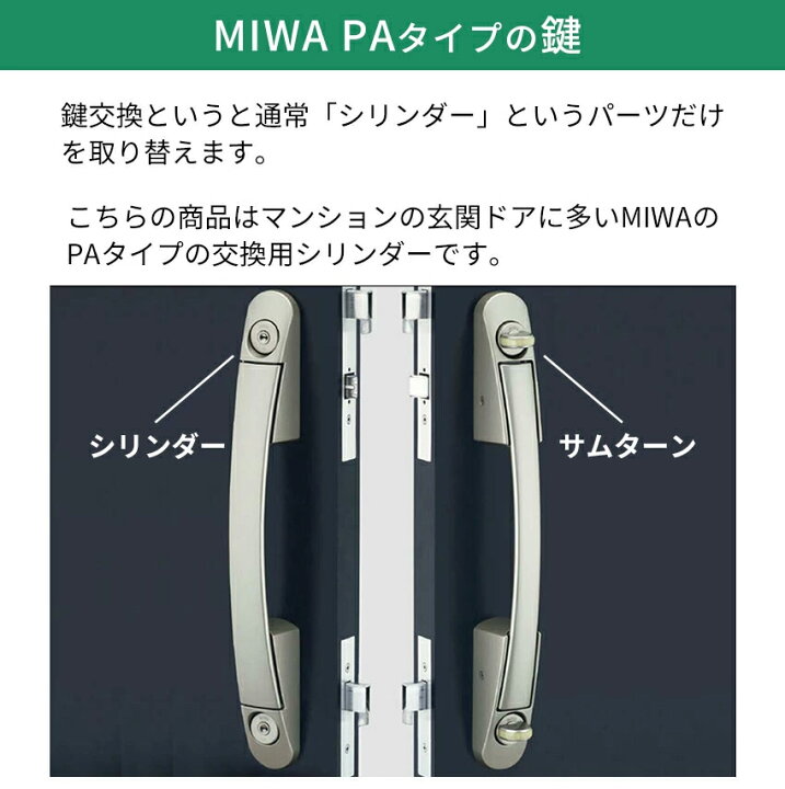 楽天市場】MIWA 美和ロック PA+PA シリンダー錠 玄関ドア 鍵 交換 自分 