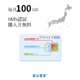 「購入月無料」超大容量毎月100GB ~1年間 プリペイドSIM キャリア直回線 日本 Japan Prepaid SIM card LTE対応 SMS認証可能 利用期限延長可能 テレワーク 在宅勤務 当日発送　WiFiルーター