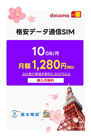 「お買い物マラソンキャンペーン実施中」【docomo回線】 プリペイド SIMカード 月額プラン ［毎月 10GB | 1ヶ月～12ヶ月選べる］ 購入月無料 日本高速データ通信 Japan Prepaid SIM card 4G LTE対応 日本国内専用 リチャージ対応 テレワーク ドコモ NTTドコモ 物理SIM