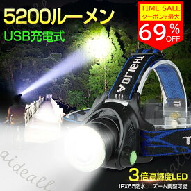 ★SS限定クーポン→2022円★超高輝度 5200ルーメン ヘッドライト LED 充電式 ヘッドランプ 90°角度調整可能 ヘルメット ライト 防災 ズーム機能 IPX65防水 防塵 充電式ヘッドライト 4モード 調整可能 超明るい 作業灯 懐中電灯 登山 釣り キャンプ ランニング 地震
