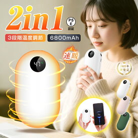 電気カイロ ハンドウォーマー モバイルバッテリー 6800mAh 大容量 2in1 3段階温度調整 ポータブル 防寒 スマホ充電 長時間使用 小型 軽量 持ち運び便利 寒さ対策 USB-A出力 Type-C充電 通勤 通学 旅行 アウトドア 非常電源 2025年新発売 贈り物【PL保険加入済み製品・安心】
