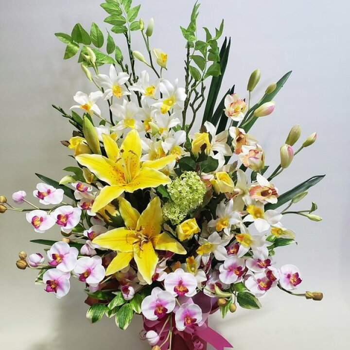 楽天市場】造花アーティフィシャルユリとシンビジュームと胡蝶蘭の  