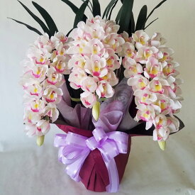 造花アーティフィシャルシンビジュームM-白ピンク3本立　高さ90cm×巾40cm造花・光触媒