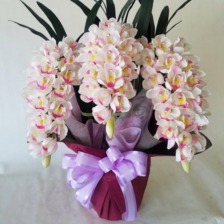 楽天市場】シンビジュームM/白ピンク/3本立 高さ90cm×巾40cm造花 