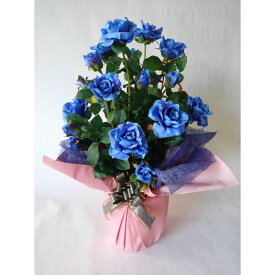 造花アーティフィシャルバラ（大輪）-ブルー2株立　高さ85cm×巾50cm造花・光触媒
